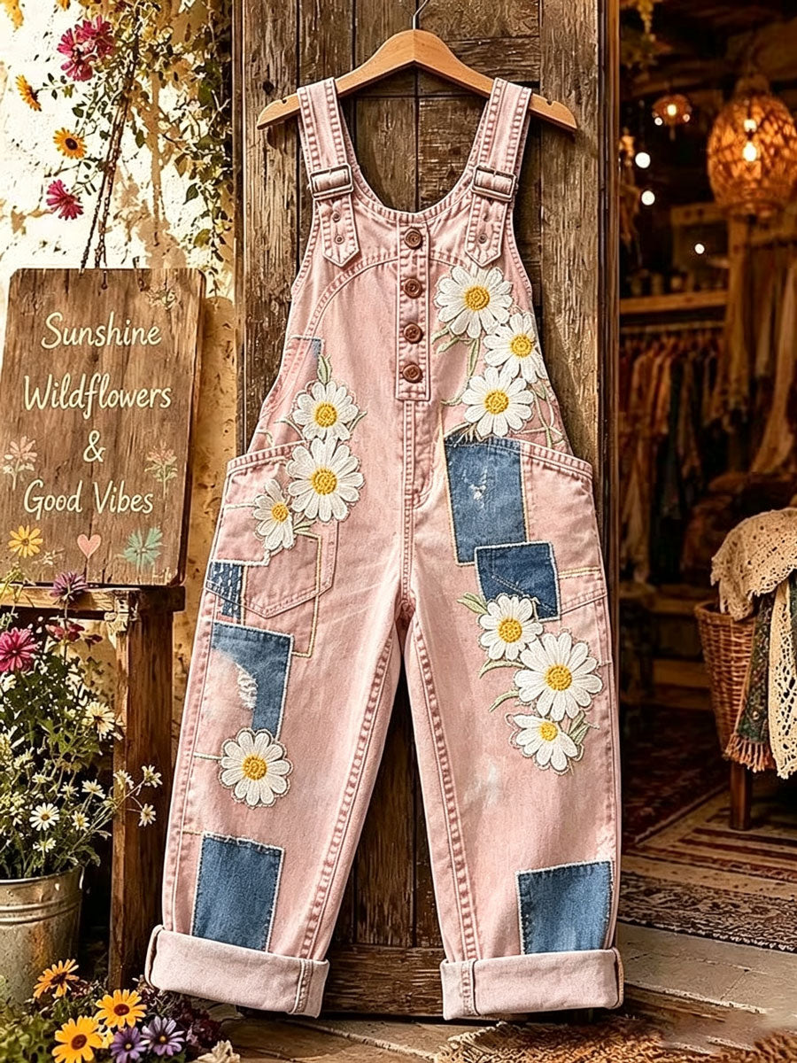 Women'S Floral Patterned Overalls