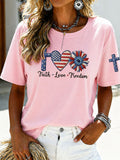 Women'S Faith Love Freedom Casual T-Shirt