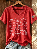 Women'S Love Jesus And America Too Print Printed T-Shirt
