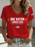 Women'S America Flag Print Printed T-Shirt