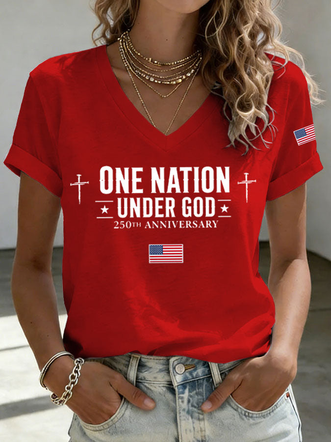 Women'S America Flag Print Printed T-Shirt