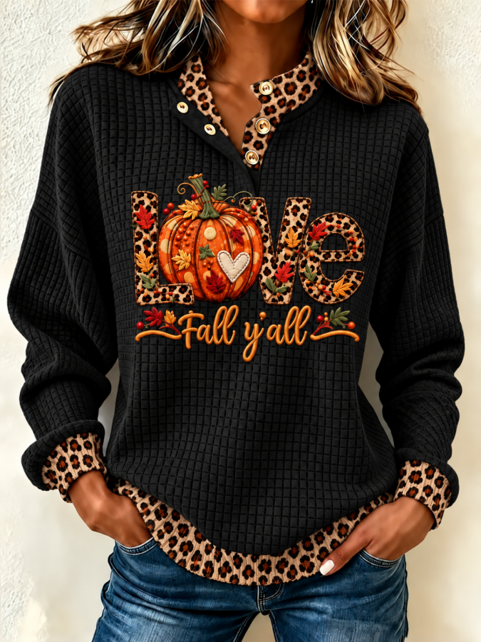 Women'S Pumpkin Printed Pullover Sweatshirt