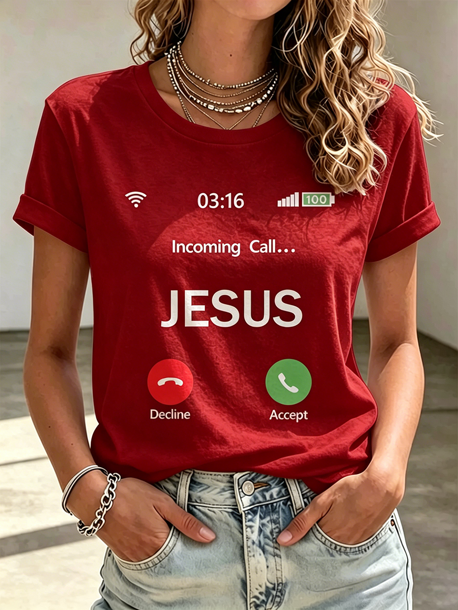 Faith Cross Printed Round Neck Top