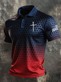 Men'S Faith Cross Print Casual Polo Shirt