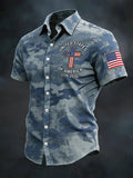Retro U.S. Faith Print Men's Short-Sleeve Shirt