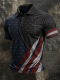 Men'S Retro Flag Faith Art Printed Short Sleeve Shirt