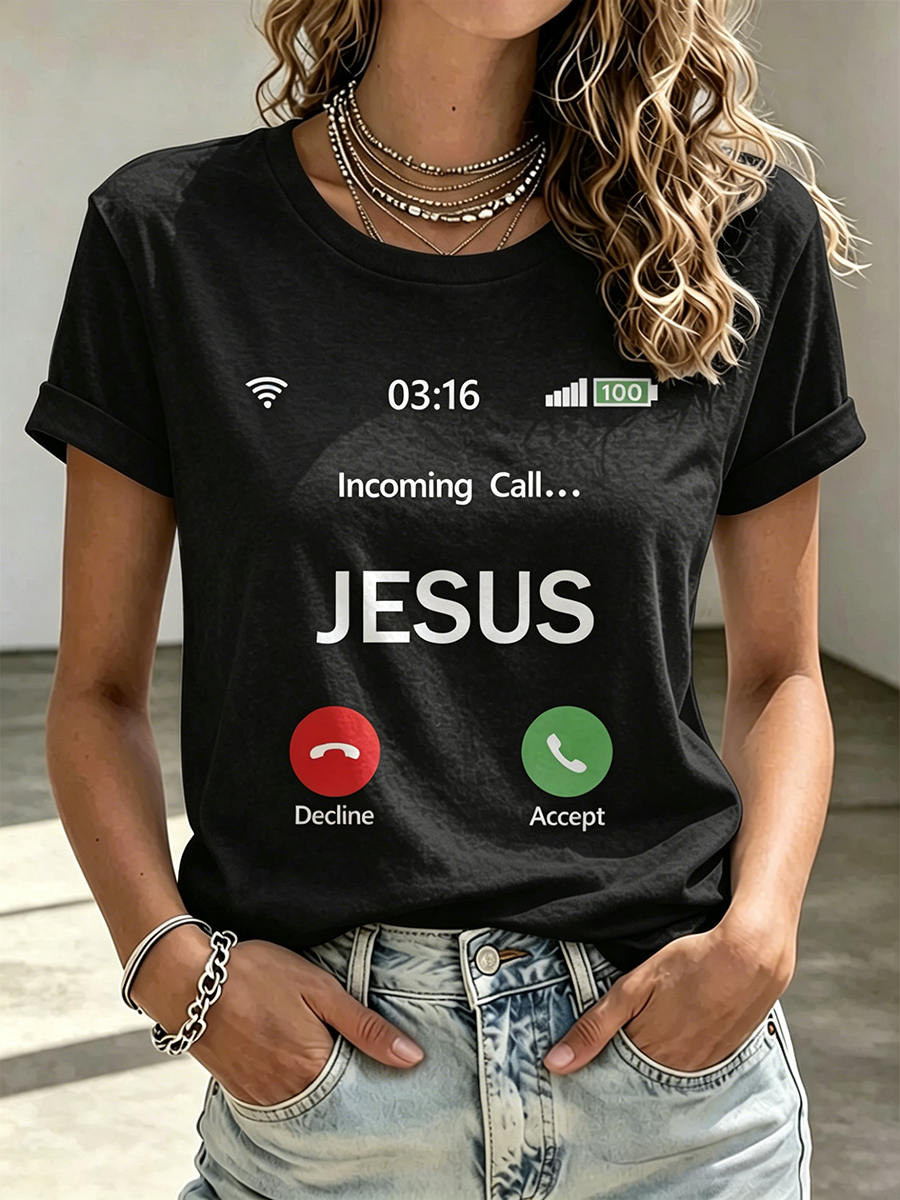 Faith Cross Printed Round Neck Top