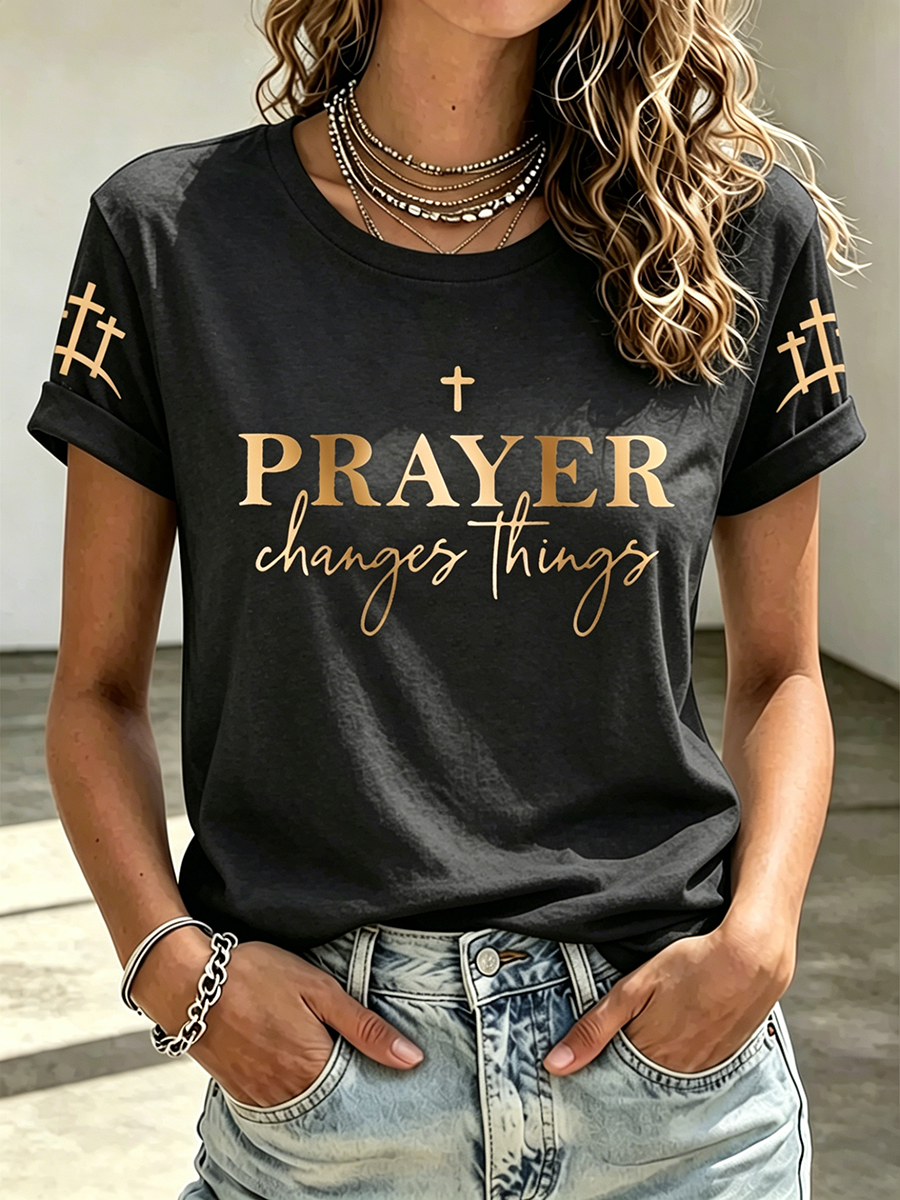 Jesus Faith Commemorative Printed Round Neck Top