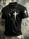 Religious Belief Cross Print Lapel Top