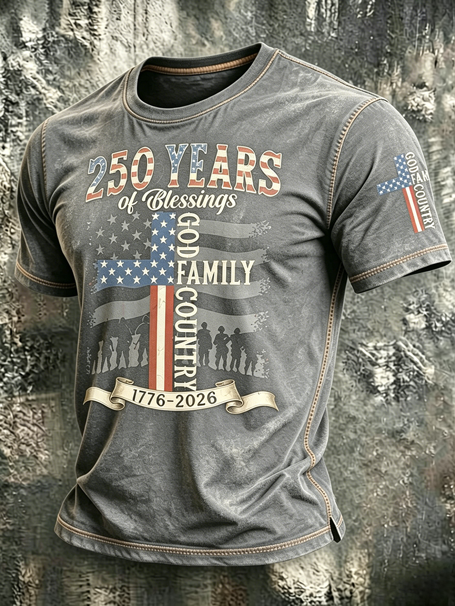 250Th Anniversary Commemorative Faith Printed Round Neck T-Shirt In The United States
