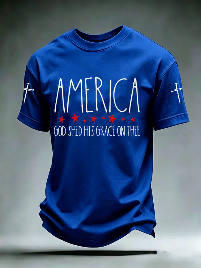 Men's America Flag Print Short Sleeve T-Shirt