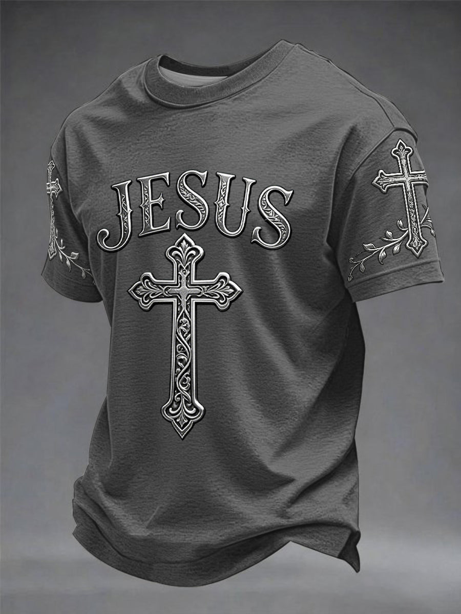 Men's faith casual round neck T-shirt
