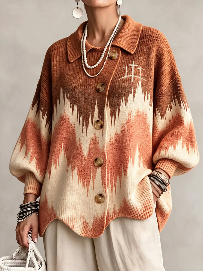 Women'S Cross Printed Casual Sweater