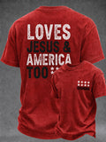 Men'S Faith “Loves Jesus And America Too ”250Th Anniversary Printed T-Shirt