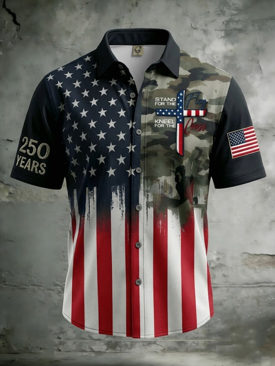 Men's Minimalist Faith Cross Embroidered Shirt