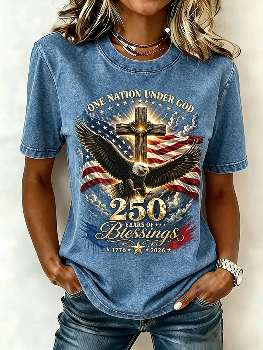 250Th Anniversary Commemorative Faith Printed Round Neck Top In The United States
