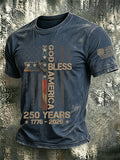 Men's God Bless America Printed Casual T-shirt