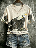 Retro Jackie And Shadow Print V Neck T-Shirt