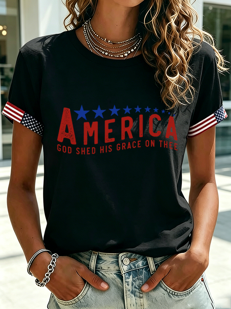 God In America Bestows His Grace Upon You With A Letter T-Shirt