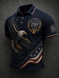 Men's American Flag Print Polo Shirt