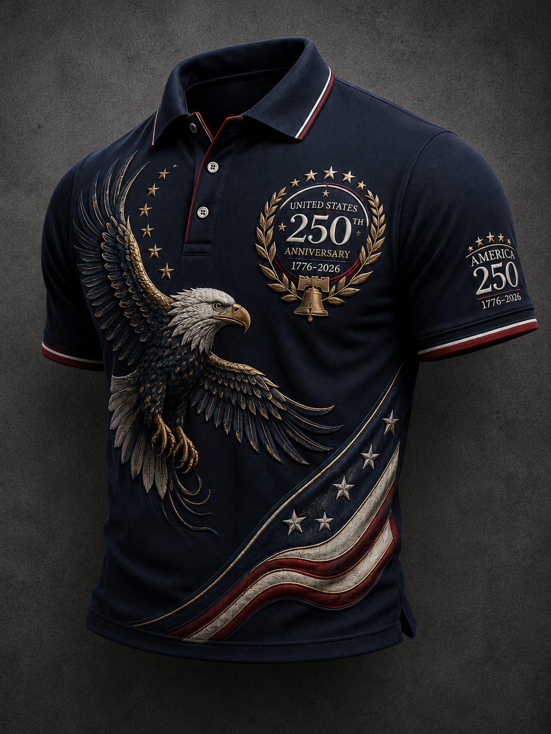 Men's American Flag Print Polo Shirt