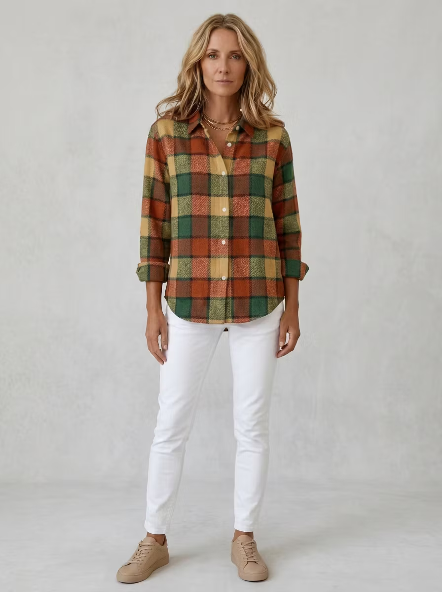 Women'S Casual Print Lapel Long Sleeve Shirt