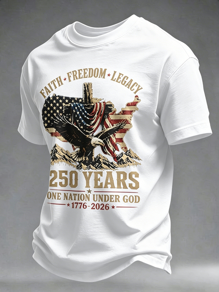 250Th Anniversary Commemorative Faith Printed Round Neck T-Shirt In The United States