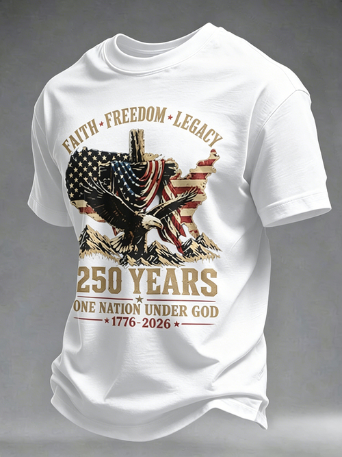 250Th Anniversary Commemorative Faith Printed Round Neck T-Shirt In The United States