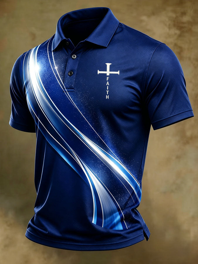 Men's Faith Cross Printed Polo Shirt
