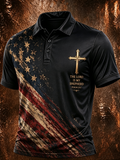Men'S Faith Pattern Printed Collar Polo Shirt