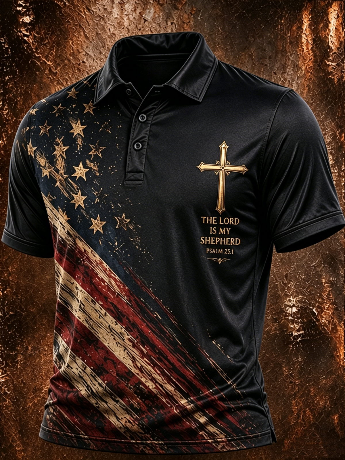 Men'S Faith Pattern Printed Collar Polo Shirt