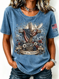 Women's Faith Embroidered Printed T-shirt