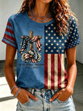 Women's Casual Faith-Print T-Shirt for Independence Day