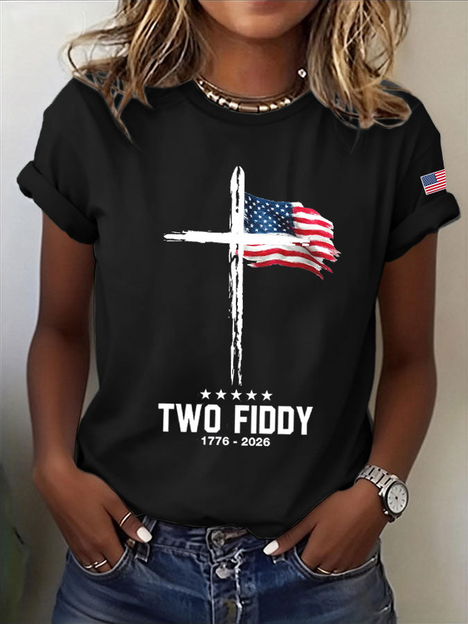 Women'S Two Fiddy Print Casual T-Shirt