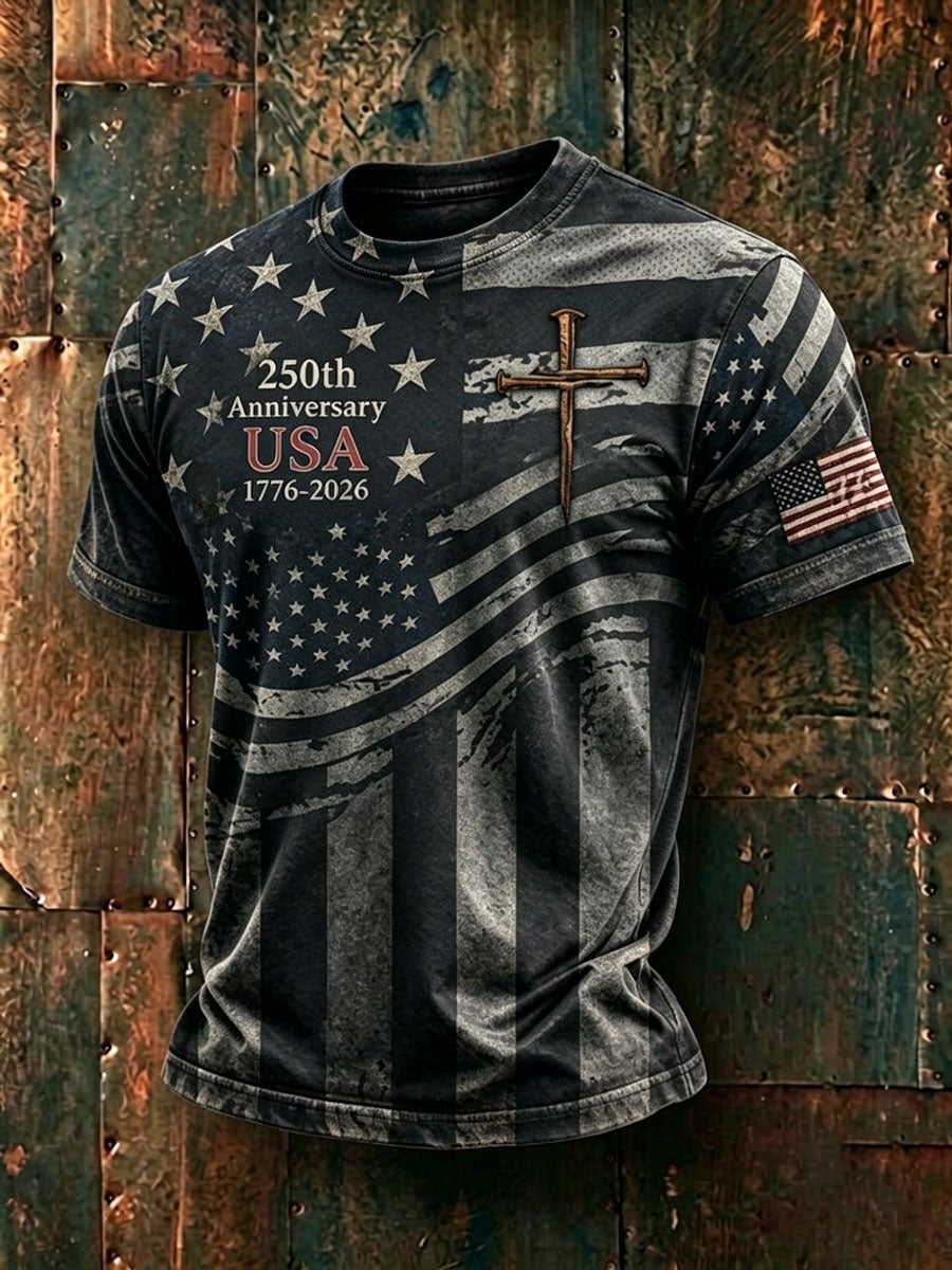 Men'S USA Independence Day Faith Art Printed T-Shirt