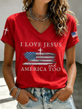 Women'S In God We Trust Print V-Neck T-Shirt