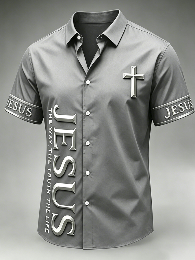 Men's Faith Cross Printed Casual Shirt