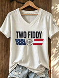 Women'S Two Fiddy Printed V-Neck T-Shirt