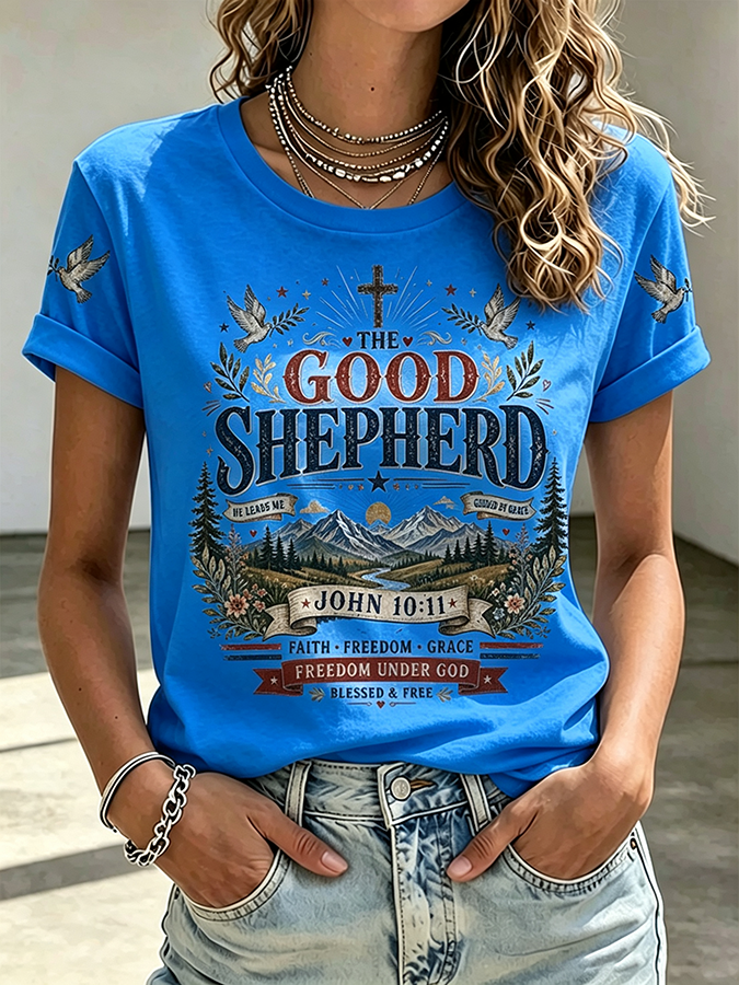 Ladies' Casual Faith Printed Round Neck T-Shirt