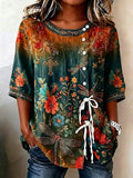 Women'S Retro Floral Faith Print Top