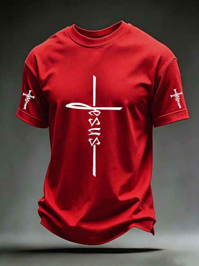 Men'S Jesus Cross Printed T-Shirt