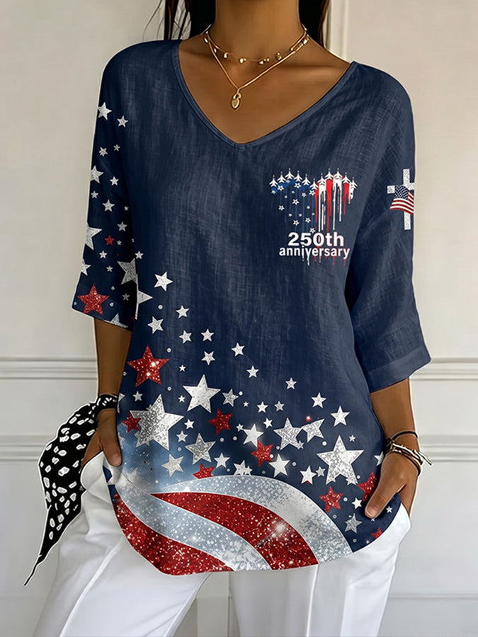Women's US 250th Anniversary Print Casual Top