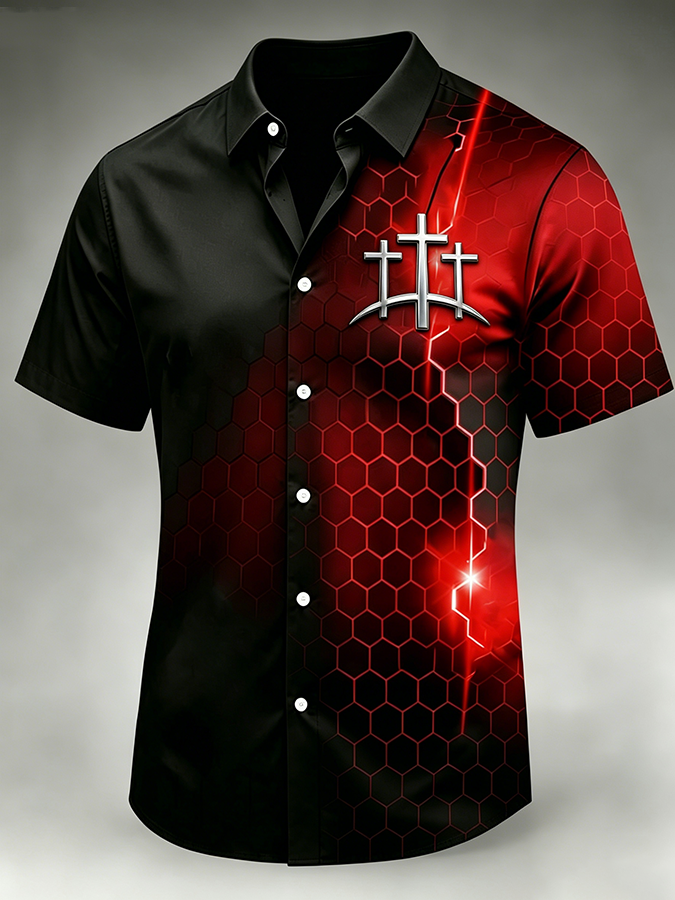 Men's Faith Cross Printed Casual Shirt