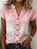 Women'S Floral Cross Printed Casual Shirt