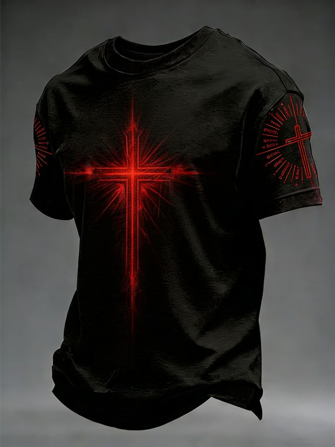 Men'S Retro Faith Printed Casual Short Sleeved T-Shirt