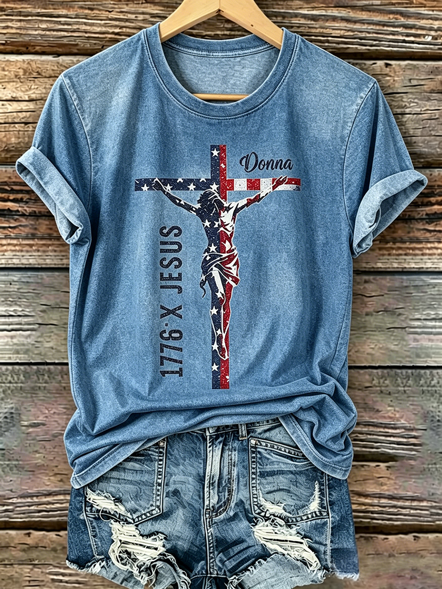 250Th Anniversary Commemorative Faith Glitter Printed Round Neck Top In The United States