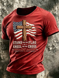 Men'S Faith Flag Cross Printed Casual T-Shirt