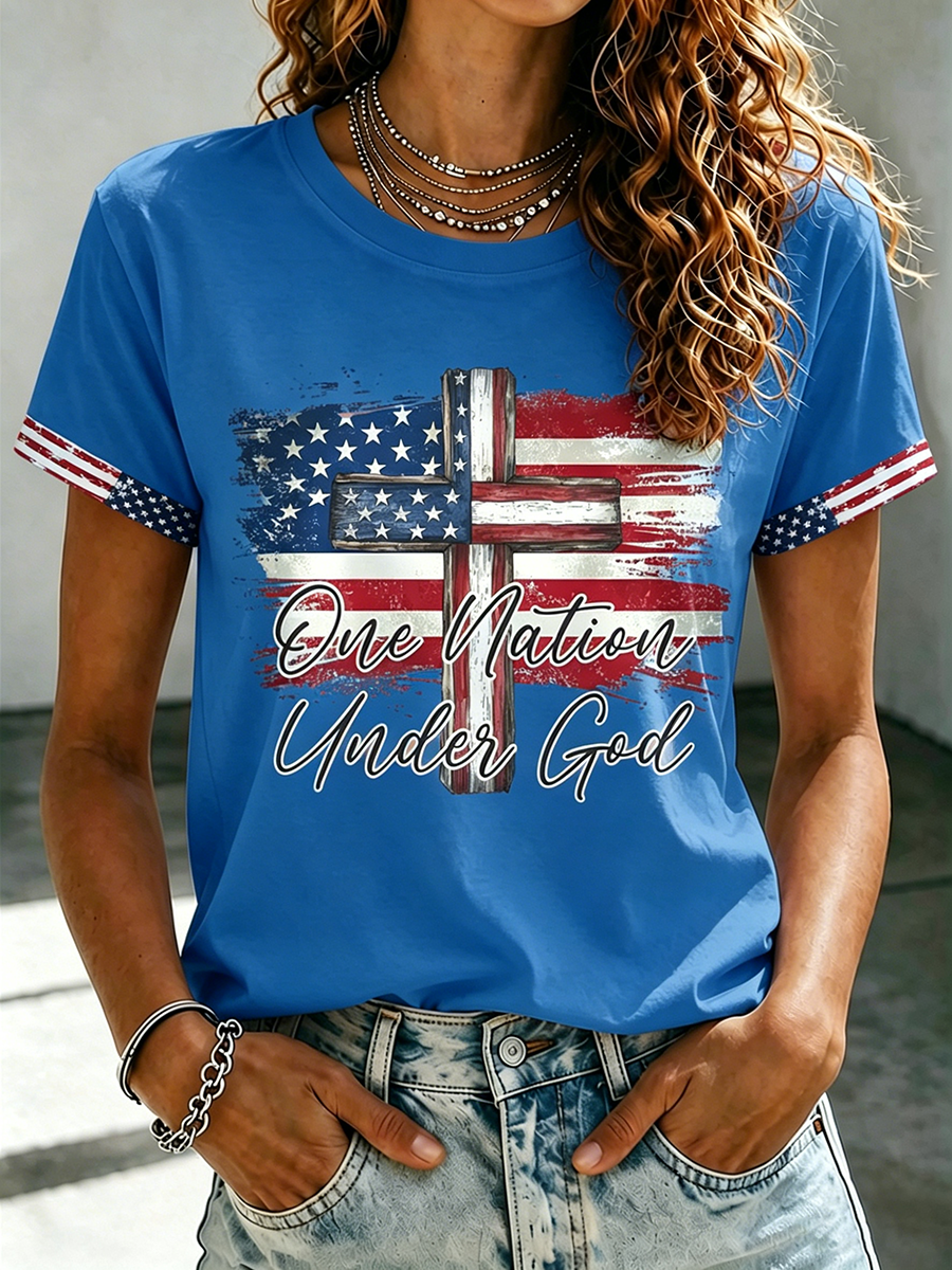 American Jesus Faith Memorial Printed Casual T-Shirt