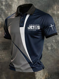 MEN'S CROSS FAITH GEOMETRIC Printed Polo Shirt