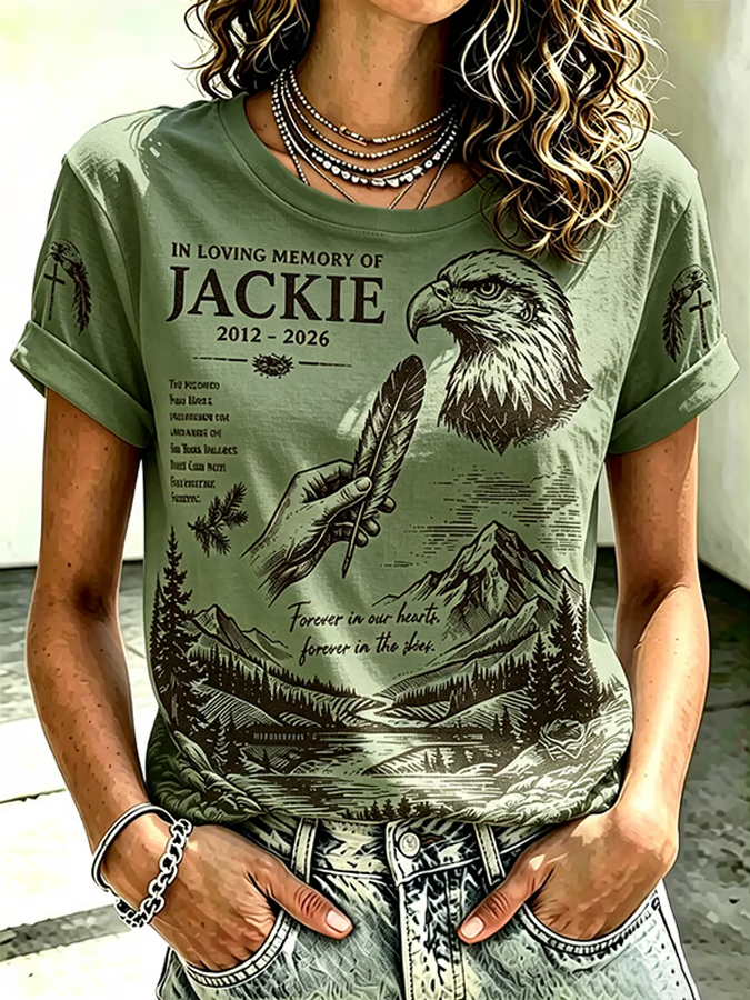 Women'S Jackie Memorial Forever In Our Hearts Print Casual T-Shirt